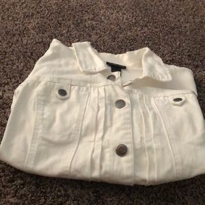 White Jean Jacket with elbow length sleeves